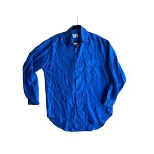 VTG 90s Chiamare Men's Button Up Shirt Long Sleeve 100% Silk Blue Size Large NEW